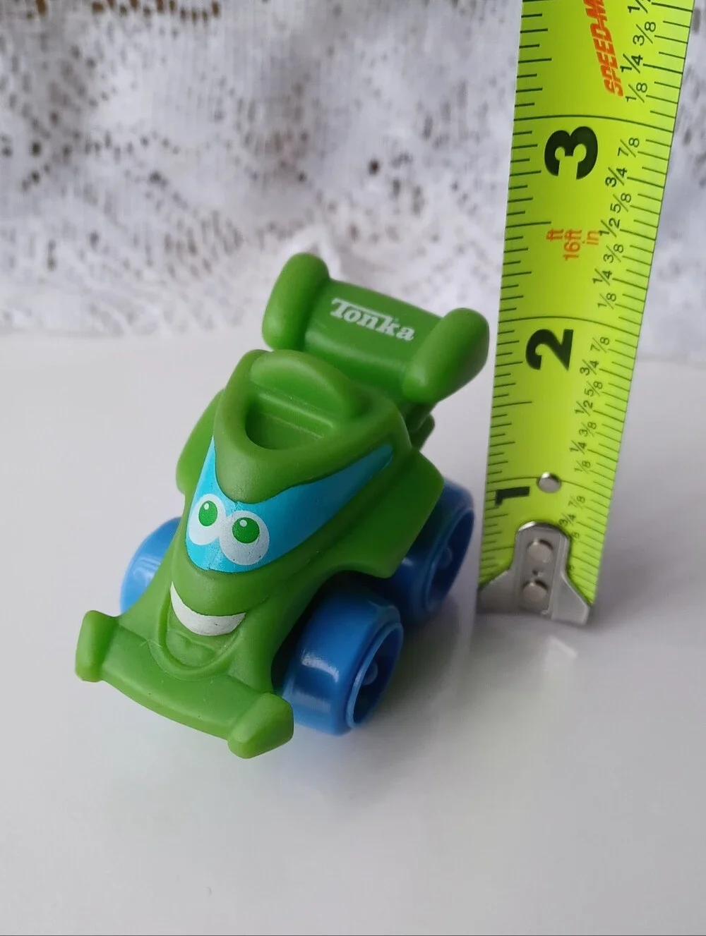 (2) PLAYSKOOL/TONKA/HASBRO WHEEL PALS CHUCK & FRIENDS GREEN RACER & BLUE CAR